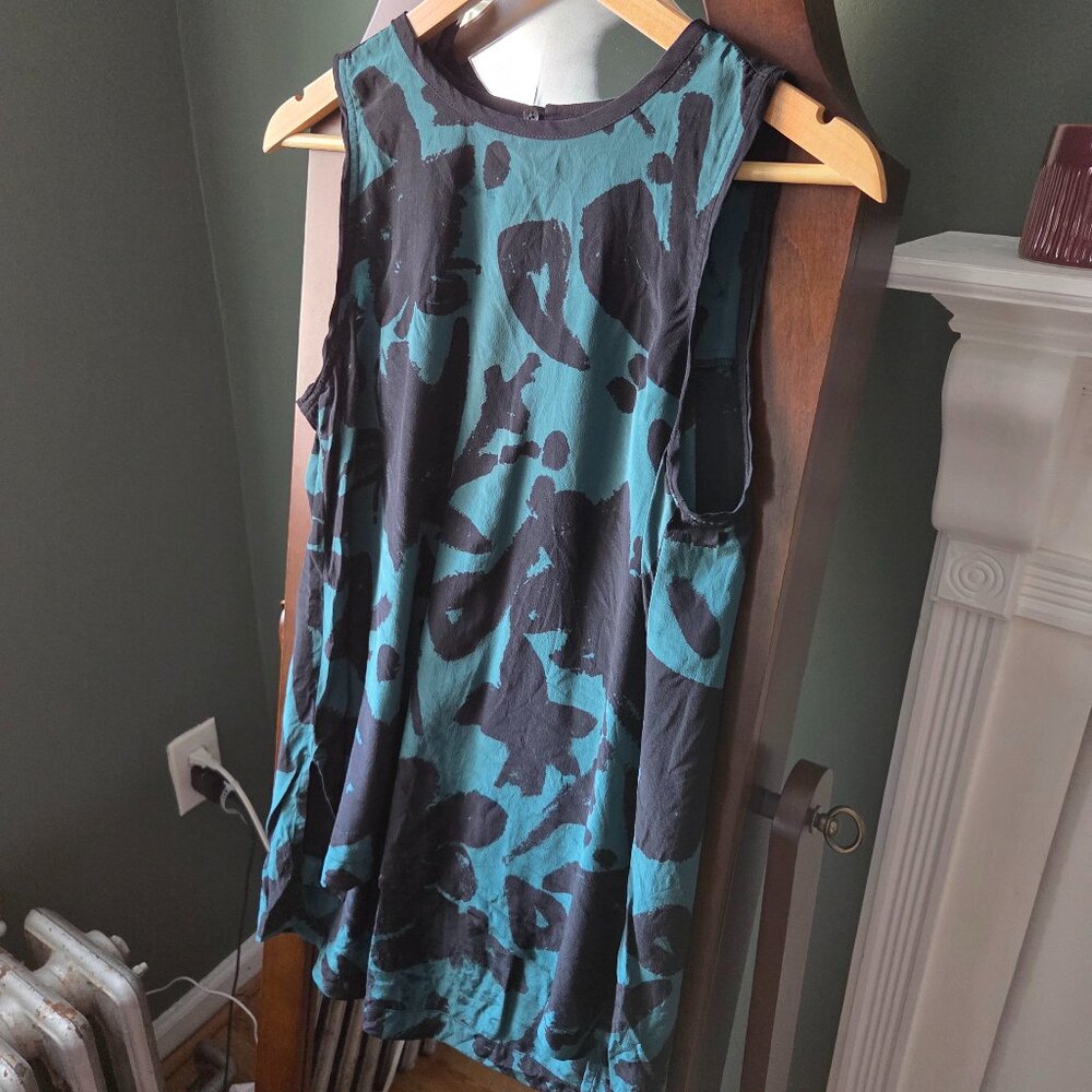 Madewell Silk Tank Black and Green Medium